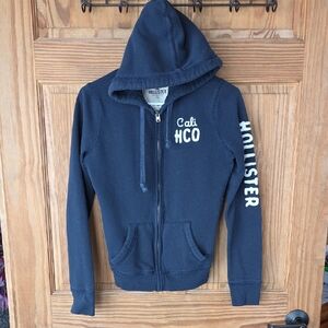 Hollister Navy Full Zip Hoodie Y2K Womans Medium